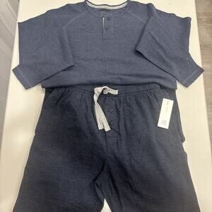 Perry Ellis Portfolio Navy Blue Long Sleeve & Jogger Pants Set